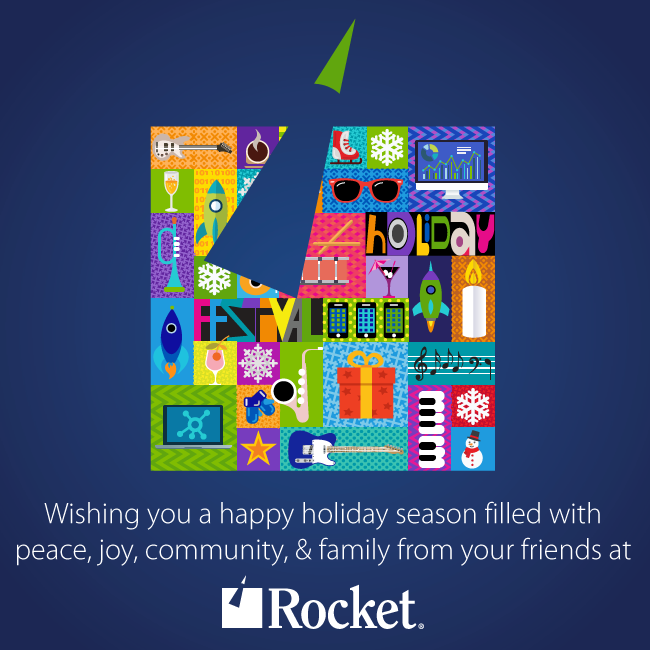 RocketU2's tweet photo. Wishing you a happy holiday season filled with peace, joy, community, &amp; family from your friends at @Rocket https://t.co/P59voHa24P