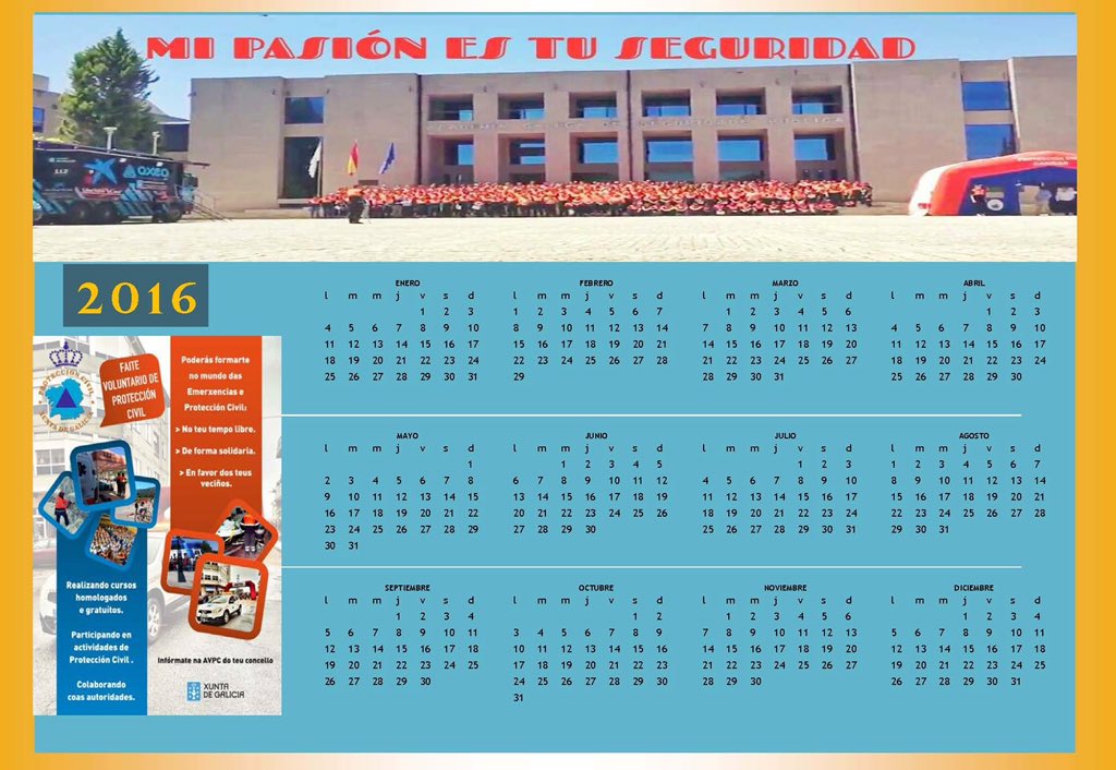 PC_Xornadas's tweet photo. Nos ha encantado el #Calendario2016 de la #ProteccionCivil #Galicia ya está aquí 👏#FelicesFiestas #TeamCMPCXornadas https://t.co/UDeAq4sK59