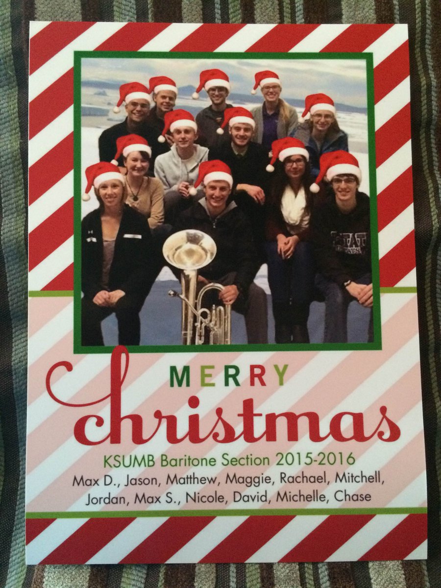 CollegeMarching's tweet photo. Thanks to the @KStatePride Baritone section for this great Christmas Card! #SectionOfTheYear #BaritoneAwareness https://t.co/3cnZGzBIU9