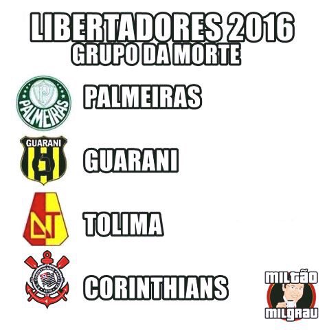 Miltonneves's tweet image. Se der esse grupo, o Corinthians tremerá igual vara verde #Libertadores2016