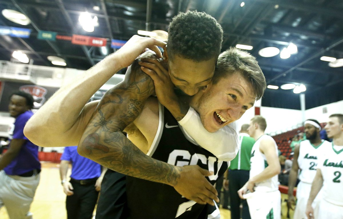 therealdpw's tweet image. @GCU_Hoops D.Russell &amp;amp; J Braun celebrate their 85-81 to win the Global Sports Classic. @gcu  @GCU_Lopes  @GCUHavocs