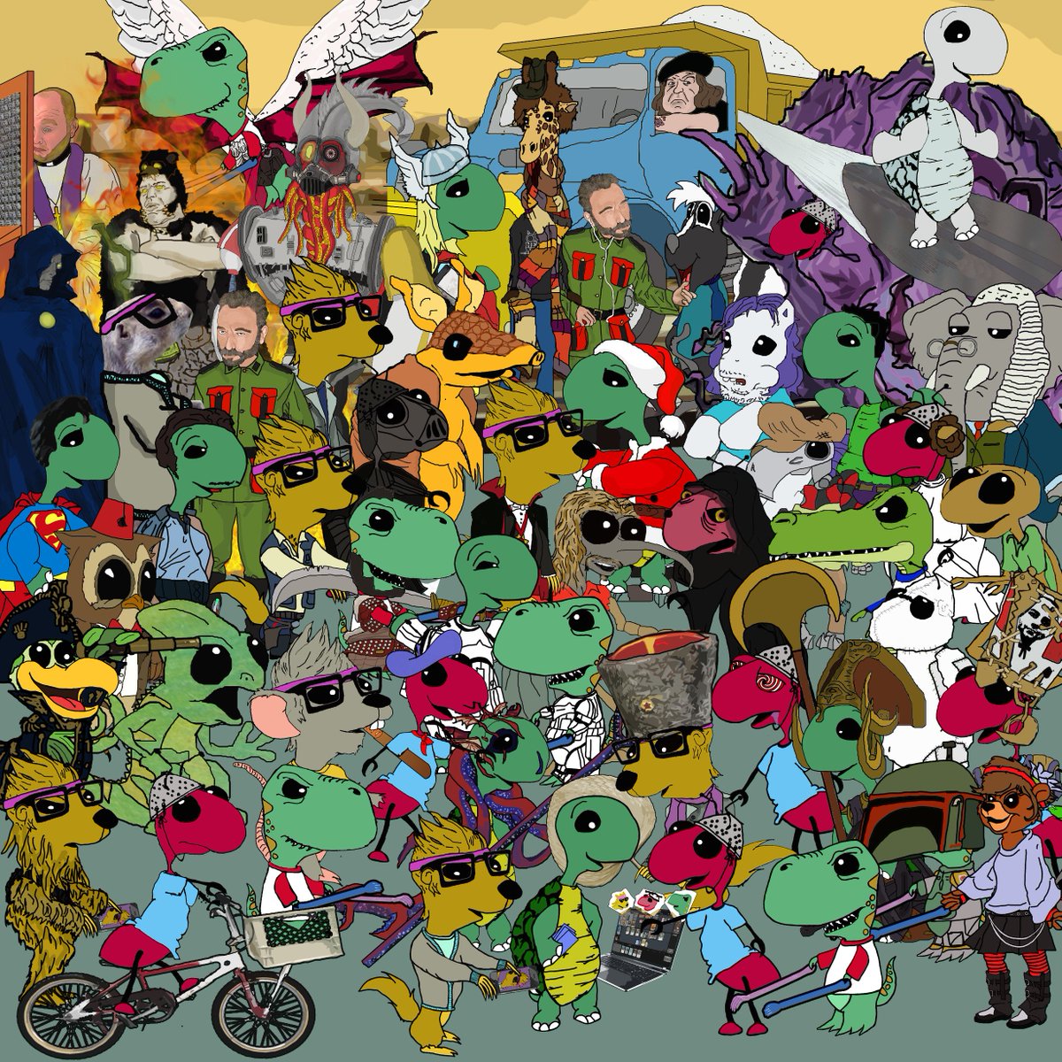 In honor of <a href="/SteveRaffle/">Scribblin' Raffle</a> drawing <a href="/DustersComic/">Dusters</a> ornaments I decided to compile Almost all my characters &amp; variations.