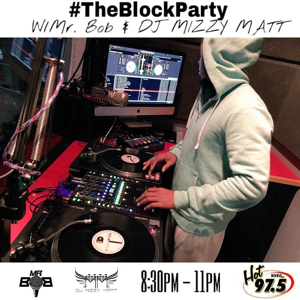 hot975vegas's tweet photo. We are inside #TheBlockPartyMix w/ @MrBoBVegas  + @MizzyTheRSDJ #LEGGO !! https://t.co/Jutb5AJ4Is