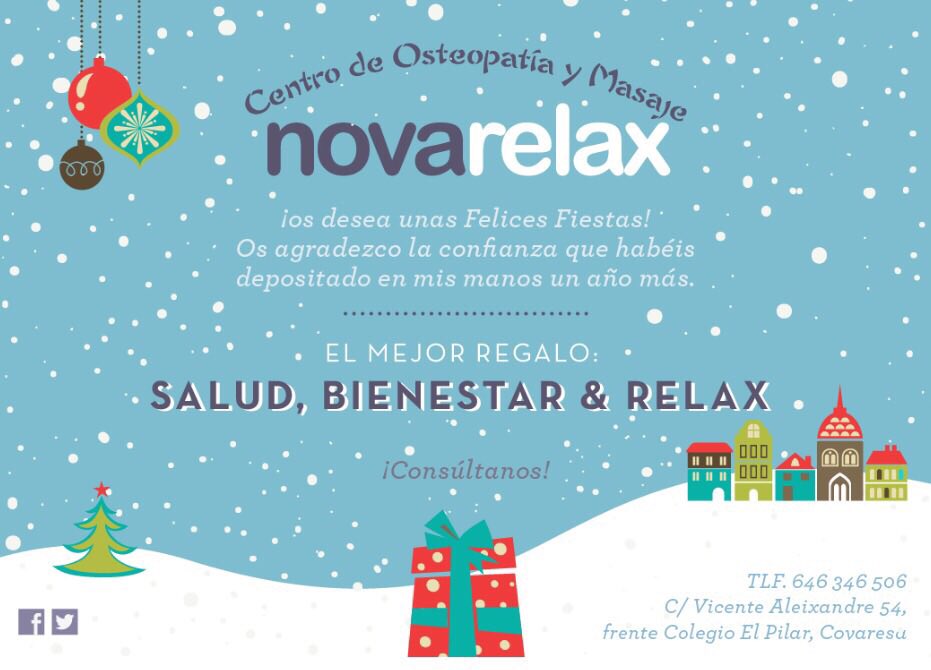 novarelax's tweet photo. Novarelax os desea Feliz Navidad!!! #navidad #valladolid #fiestasValladolid #masajesValladolid #regalosvalladolid https://t.co/LNgQVofmZm