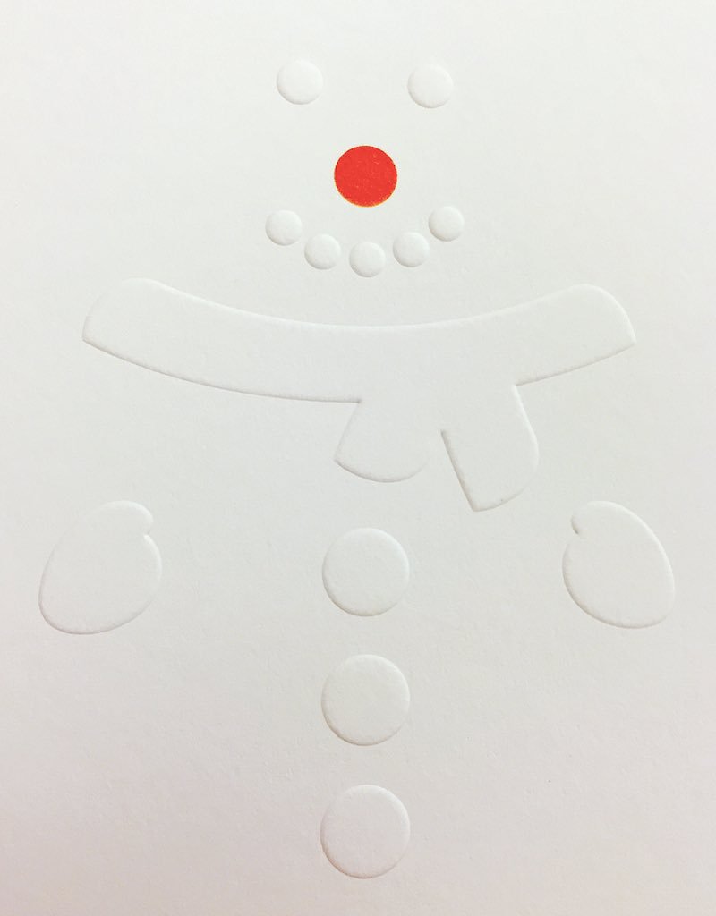 AnotherStoryMcr's tweet photo. Meet Alan the Snowman, star of our Christmas cards this year! He's embossed on @GFSmithpapers colour plan stock. https://t.co/JUYnbJI39i