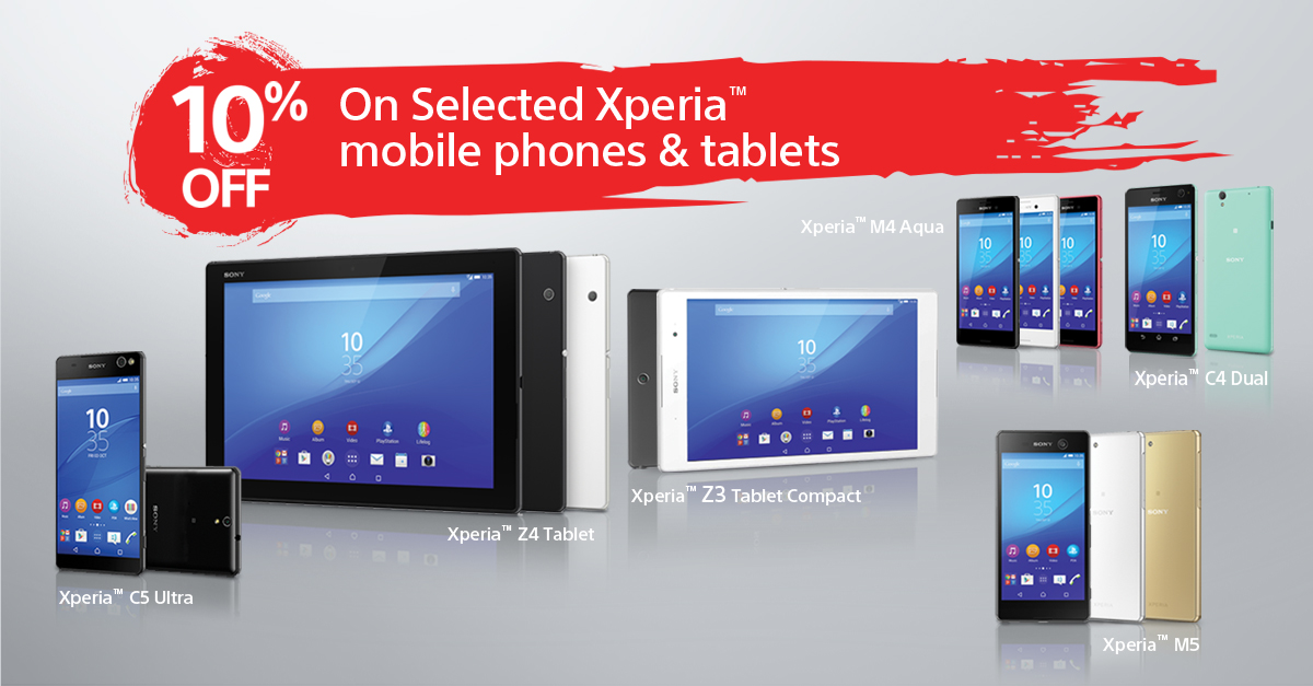 Get 10% off your purchase of selected Xperia™ smartphones &amp; tablets during Sony Days 2015! bit.ly/1M4rngL