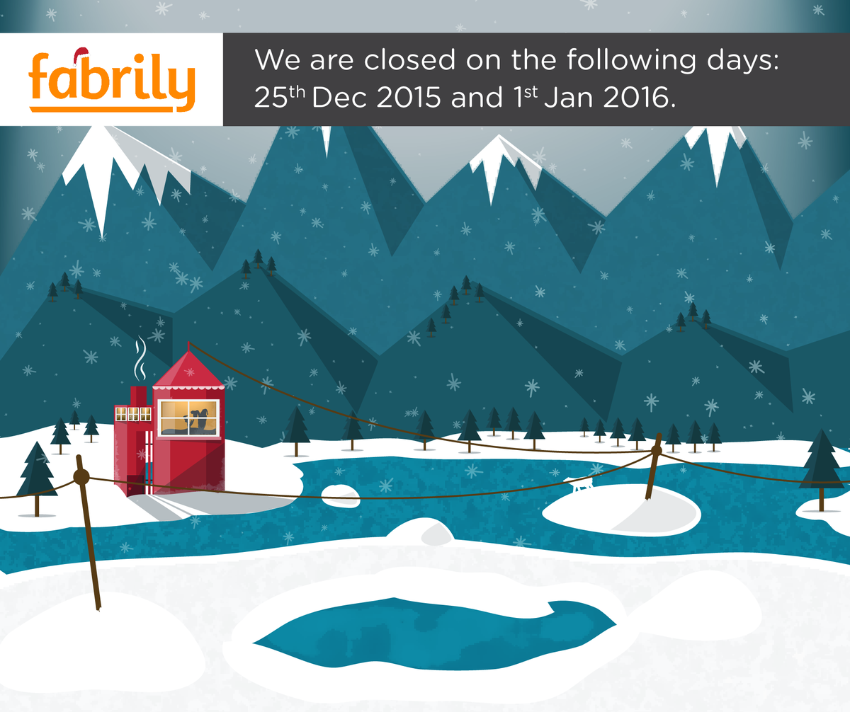 fabrilytweets's tweet photo. Customer support will be offline on the following dates (spending time with family &amp; friends)! Happy holidays! https://t.co/Jg1F93YXp2