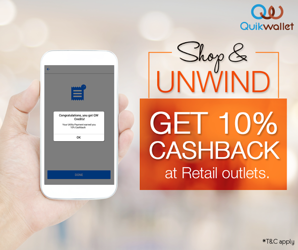 Pay with #QuikWallet and get 10% cashback on your first Retail Bill. T&amp;C at quikwallet.com/offers
#Offers