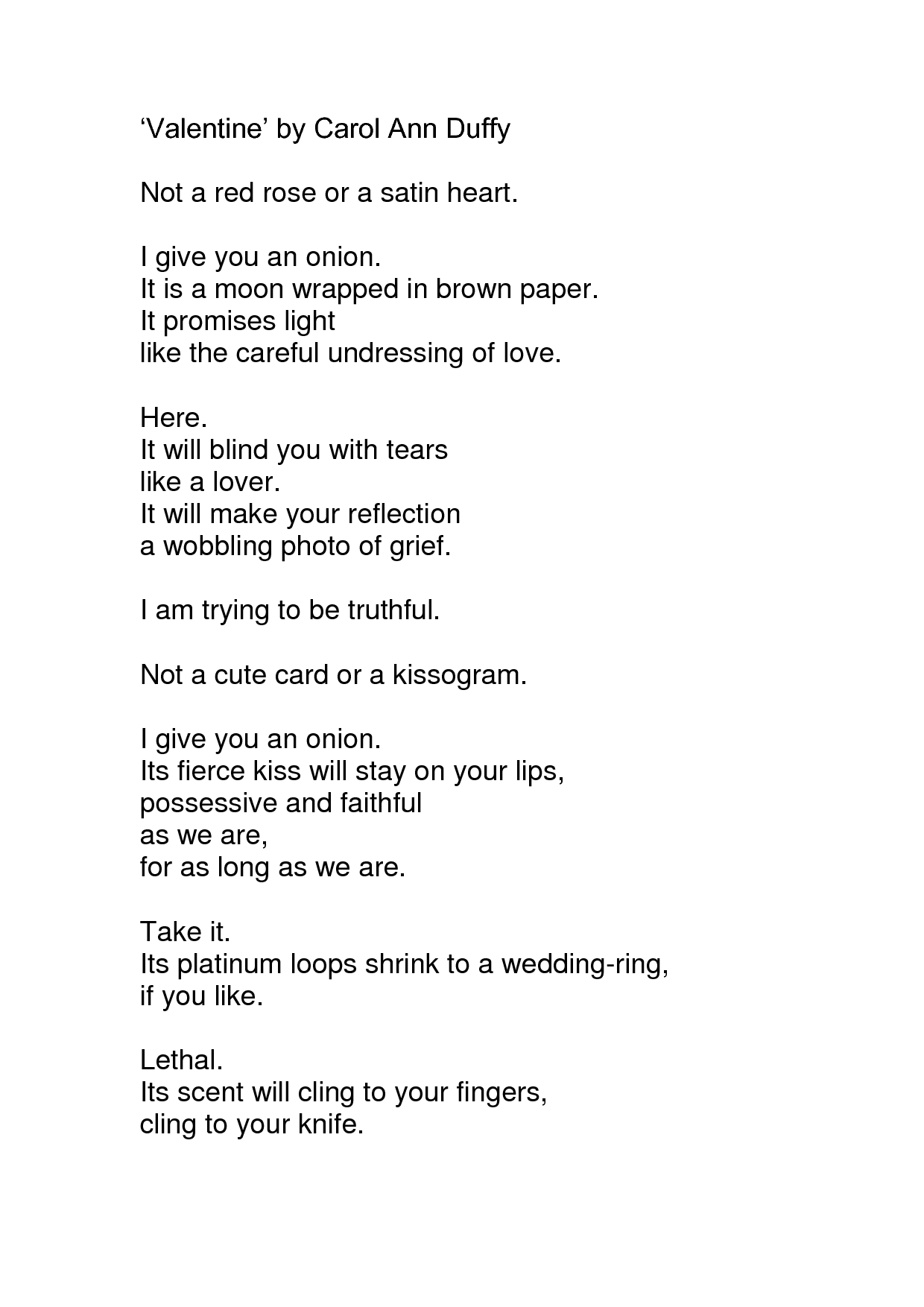 Happy Birthday Carol Ann Duffy, one of my most favorite poets. Many onions to you 