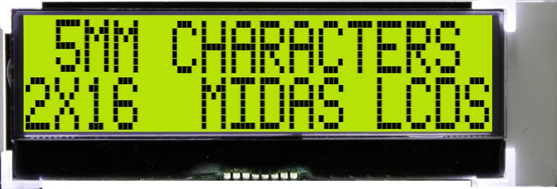 Midas MC21609A6W-GPTLY A Alphanumeric LCD Display Black, Blue, 2 Rows