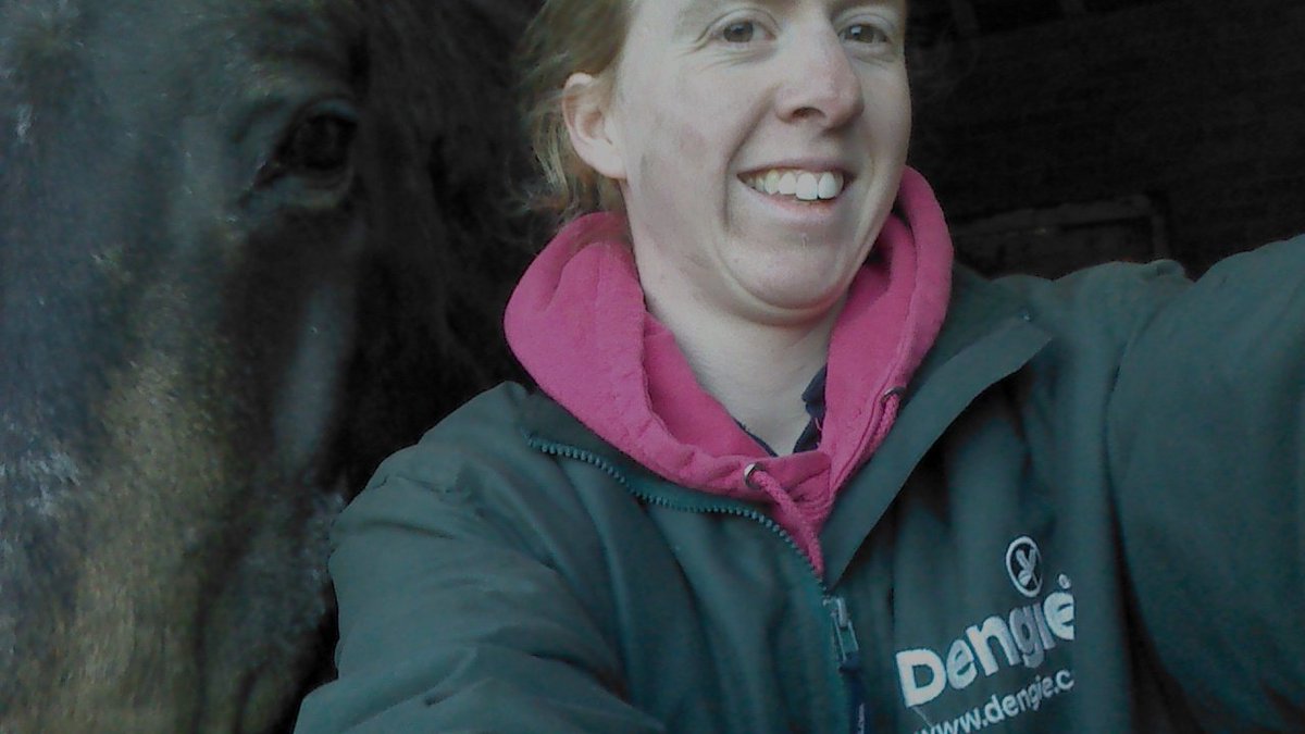 EventerBrook's tweet photo. Trying to get Dan ready to hack with @ButleratbkfAnn - think I just transferred all his mud to my face!! #mudfacial https://t.co/W66v8ebuoz