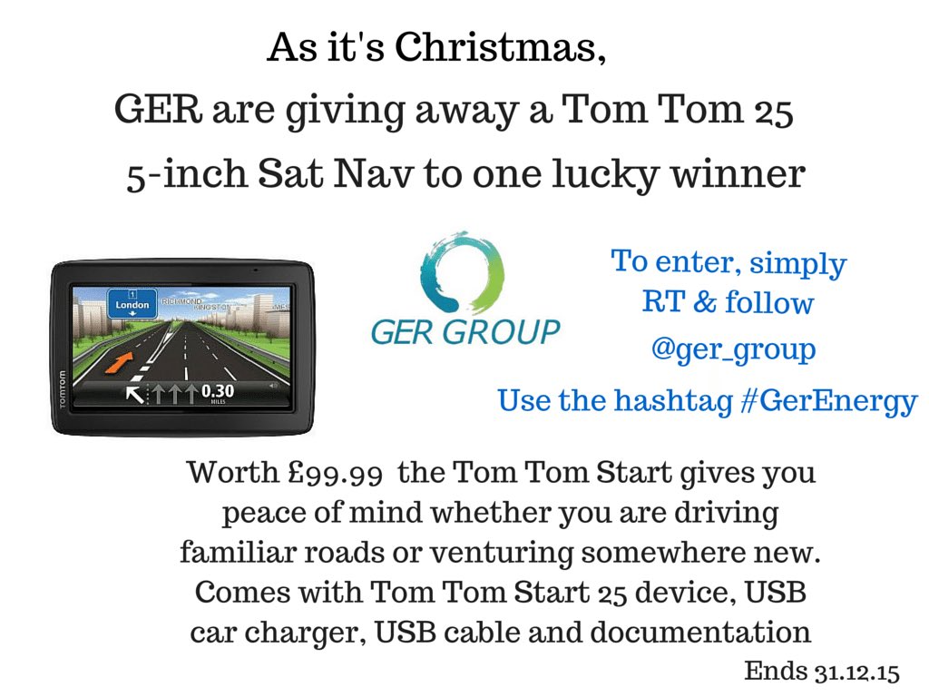 Just follow us and RT to #win a Tom Tom 25 5-inch worth £99.99 in our December #giveaway #GerEnergy