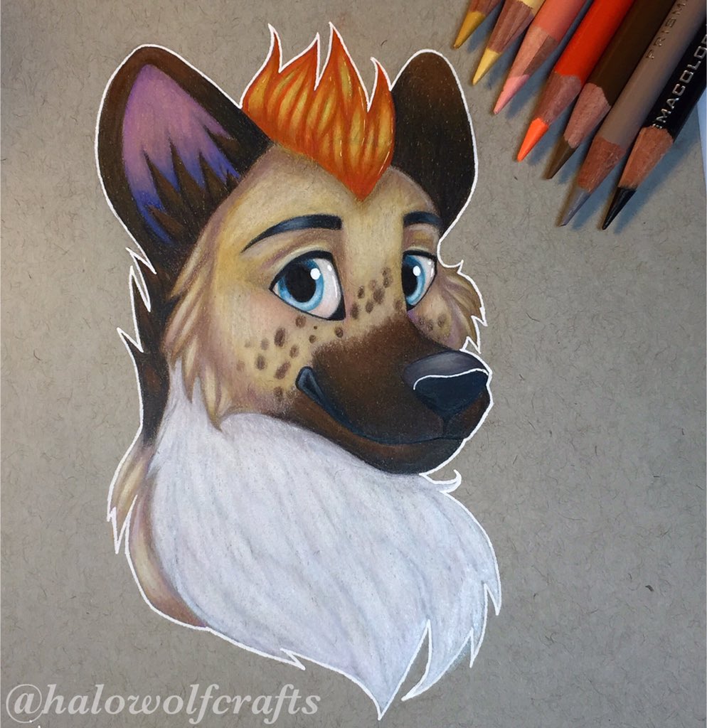 picture Hyena Fursona Badge ych badge of a hyena named bax furry