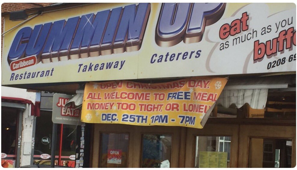 BlackBoudicca's tweet photo. #Catford does not have world class Xmas decorations - the Xmas spirit is more practical here! @cumminupcaribbe 🍲❤️🎄 https://t.co/XdFa3R3XD8