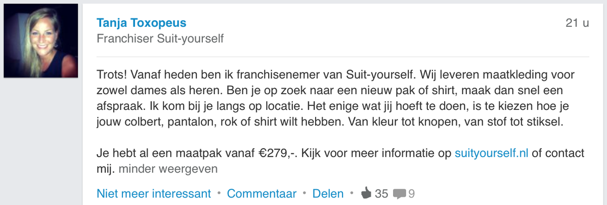 Wij zijn ook trots op deze kanjer, heel veel succes Tanja Toxopeus! #geScout #franchise