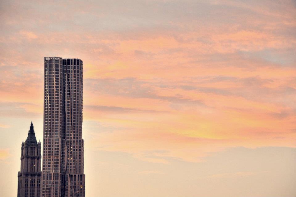 NYbyGehry's tweet photo. Fan photo taken of #NYbG with a colorful sunset background. Find more fan photos here! https://t.co/CUSYQJcmQq https://t.co/RKwchkZ1Y0