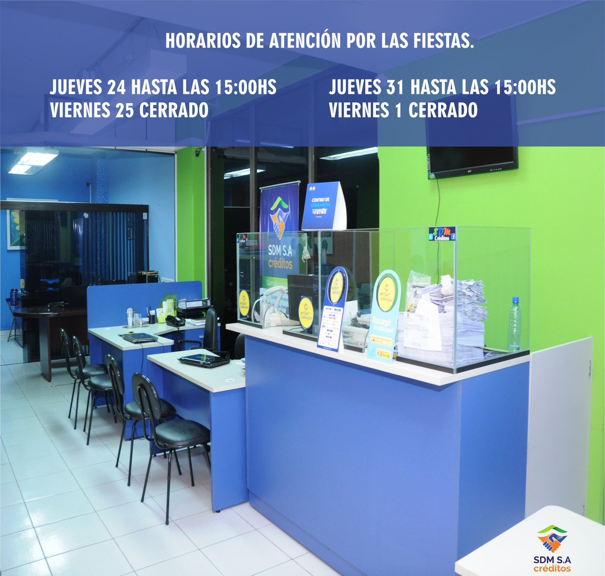 Horario de atención por las fiestas!!! #sdm