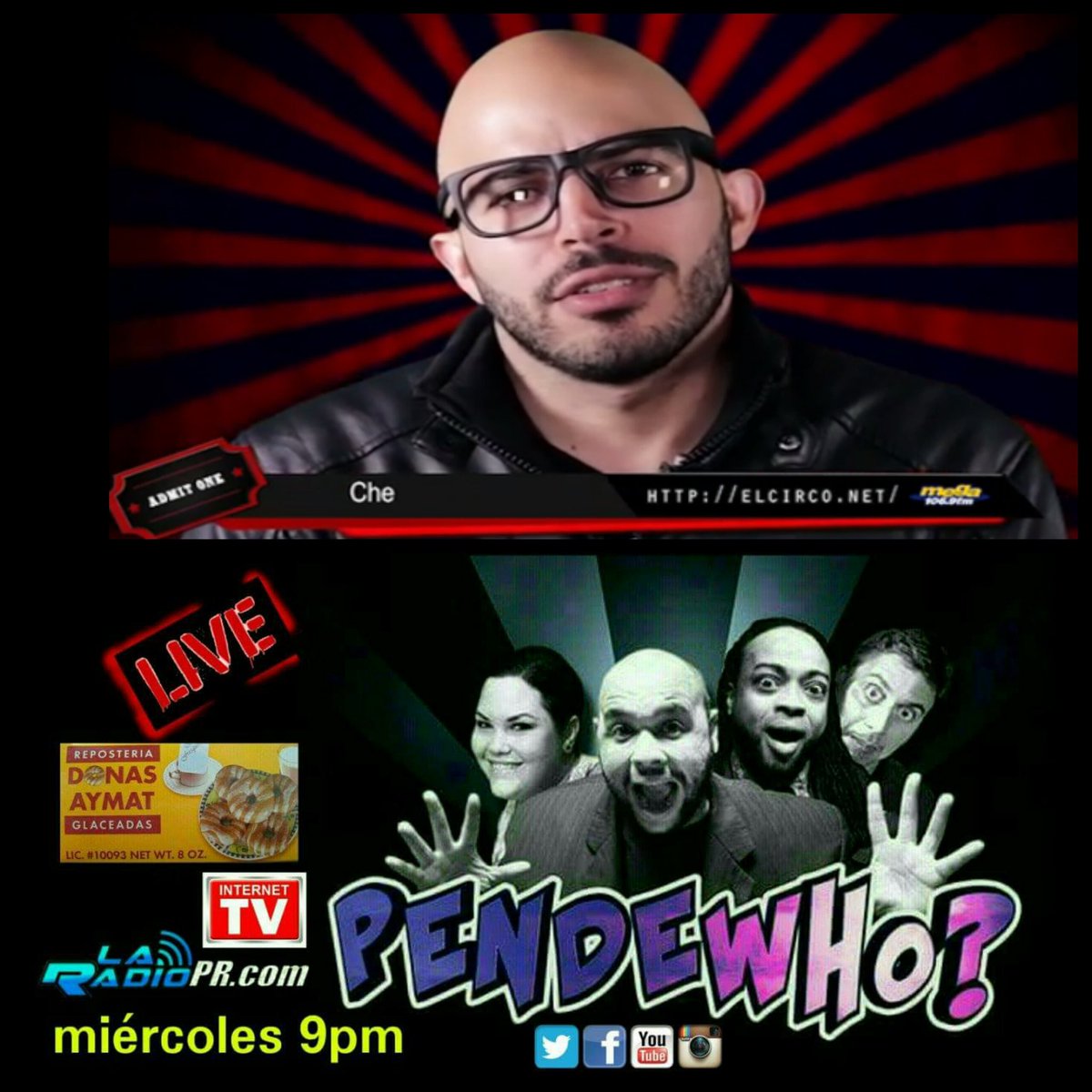 Spaartako's tweet photo. Hoy 9pm #PendeWho @cheboricua @chenteydrach @SavioVega @chichowashere @culturaprofetic @BoricuaPerezJr https://t.co/cXvoSyZYyv