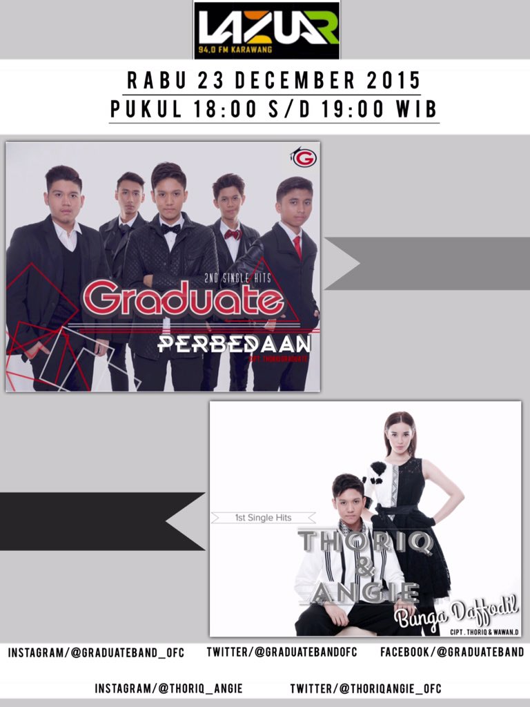 ThoriqAngie_ofc's tweet photo. Interview di @RadioLazuarFM
#thoriqers #angielova #graduateband https://t.co/0IpV87ZKST