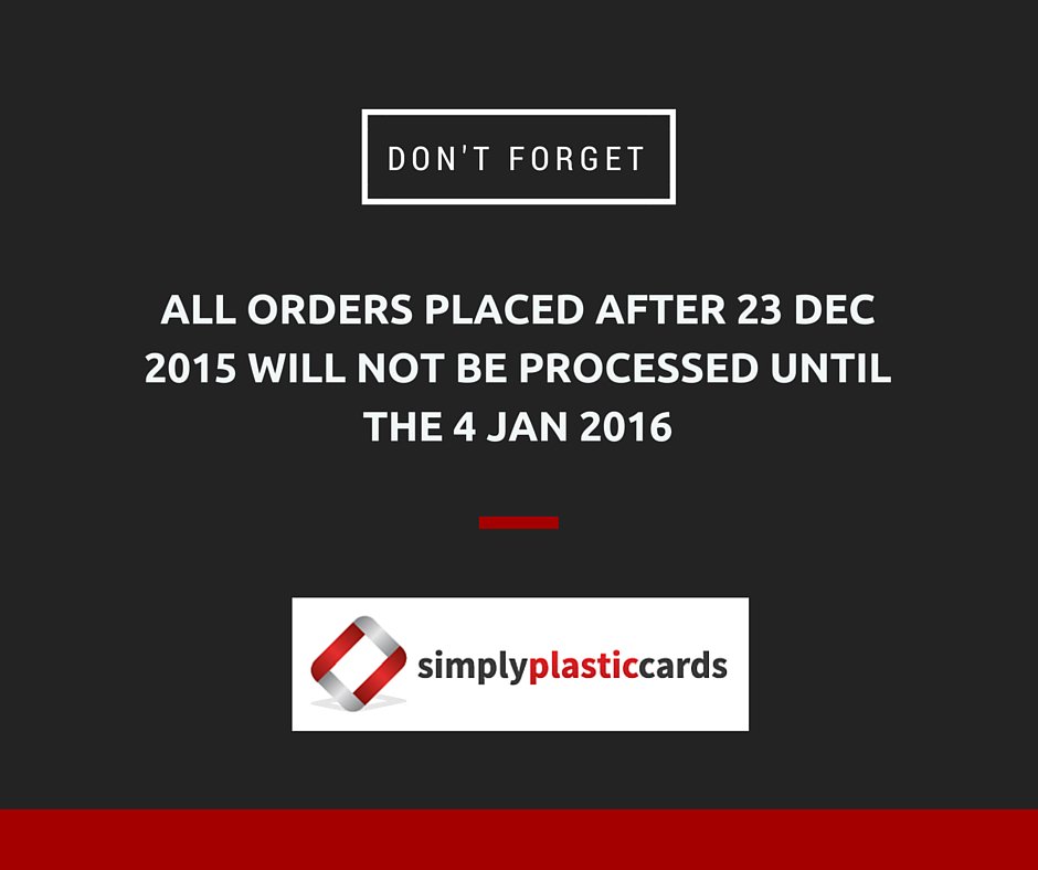 CardsSimply's tweet image. A reminder to all Simply Plastic Cards' customers. We are looking forward to sending your orders in the new year