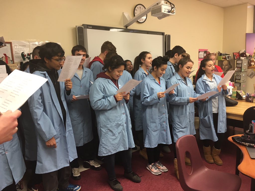 BHSAfA2's tweet photo. #stem seminar students entertaining us with biology themed holiday carols! #deckthelabs https://t.co/bO7BpCGIvA