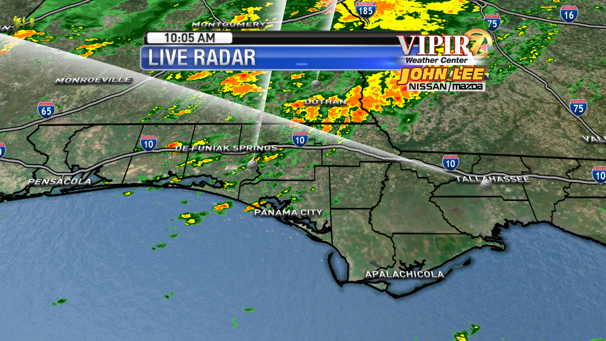 WJHG_TV's tweet photo. Several scattered showers showing up across the #nwfl moving northeast, more will develop. https://t.co/eSKOFJ4Rx4
