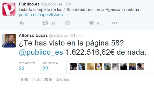 ariasborque's tweet photo. Un zasca antológico a @publico_es a cuenta del listado de grandes deudores a Hacienda https://t.co/7sbgxLkvbM