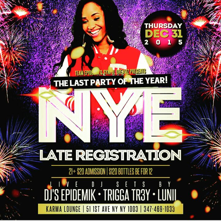SYNFULDREAMZENT's tweet photo. NEW YEARS EVE IT'S GOING DOWN @KarmaLoungeNYC #TEAMSYNFULDREAMZ #TEAMEPIDEMIK  BRING IN THE NEW YEAR WITH THE BEST https://t.co/9aBmzVlKqt