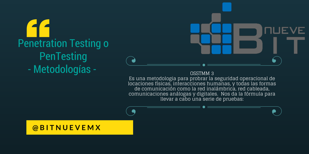 bitnuevemx's tweet image. ¿Qué es el #PenTest? #OSSTMM #CiberSeguridad #Infosec #México @isecom