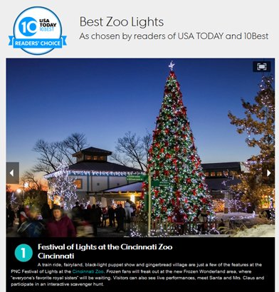 Congratulations to <a href="/CincinnatiZoo/">Cincinnati Zoo</a> for being voted the best zoo lights!