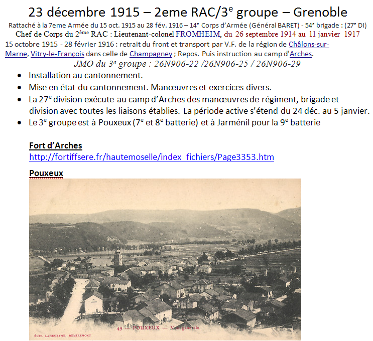 PoloS111's tweet photo. #1GM #WW1 23 dec 1915 : Installation au cantonnement. Le 3e groupe est à #Pouxeux (7e &amp; 8e) &amp; à #Jarménil (9e batt.) https://t.co/YYkAbenru0
