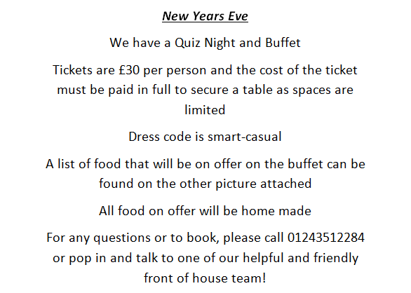 Shipinnitchenor's tweet photo. NEW YEARS EVE BUFFET AND QUIZ @Shipinnitchenor https://t.co/dahRR0FOhh