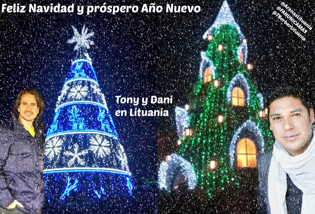 TBerberLituania's tweet photo. @TonyBerber_ @DanArenas  que divinos junto a dos arbolitas navidenas lituanas Klaipėda y Vilnius🎄🎄 Feliz Navidad🎄🎄 https://t.co/fRz349kTLl