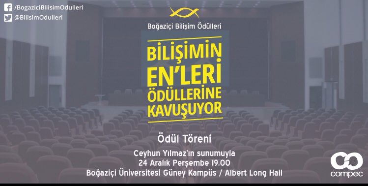ceyhunyilmaz's tweet photo. Yarın akşam Boğaziçi Üniversitesi @BilisimOdulleri'nde buluşuyoruz. https://t.co/lsGj2H1eRy