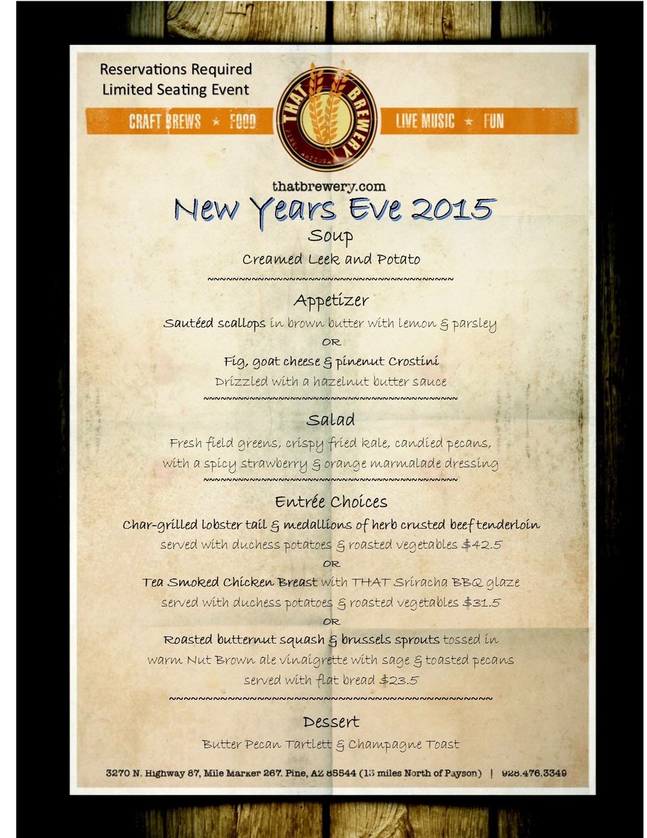 VVWineTrail's tweet photo. @ThatBrewery's Pine Location is hosting a Special New Years Eve Dinner - reservations required! #thatbrewery #NYE https://t.co/tfIdOnxUvZ