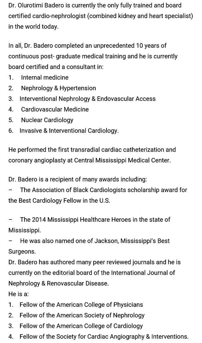 OnlyAfricaFacts's tweet photo. This is the only Combined Heart &amp; Kidney Specialist Doctor you'll find on Earth.

Dr. Olurotimi Badero, Nigerian. https://t.co/K14dIEuexV
