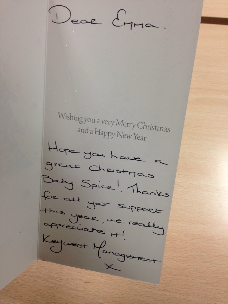 Emma___Nolan's tweet image. My first Christmas card!🎄Thanks @Keywestofficial!Happy Christmas &amp;amp; here&apos;s to a bigger and better 2016 #SpiceUpYoLife