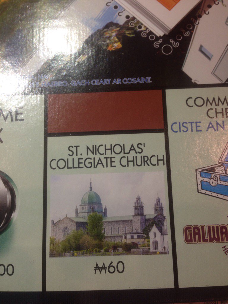 eefs_k's tweet photo. Galway #monopoly Wrong pic at the St. Nicholas' church. #Galway @HasbroNews https://t.co/rhXvjqrMjr