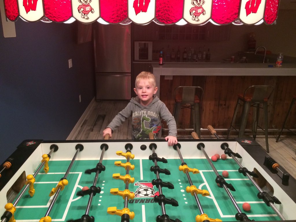 el_Lochto's tweet photo. Fast forward 17 years.  Red Shed.  Beating dad's balls off.  #fooskid https://t.co/OR98bC9EMt