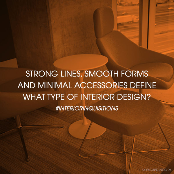 SunConFlorida's tweet photo. #InteriorInquisitions: Strong lines and minimal accessories define what type of interior design? #SunConFL #Trivia https://t.co/MEIml7ykGU