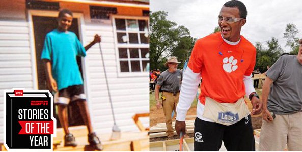 espn's tweet photo. Clemson's Deshaun Watson moved into a @Habitat_org house at age 11. Now he pays it forward: https://t.co/mSmonF2vGi https://t.co/KLvVqIvUmd