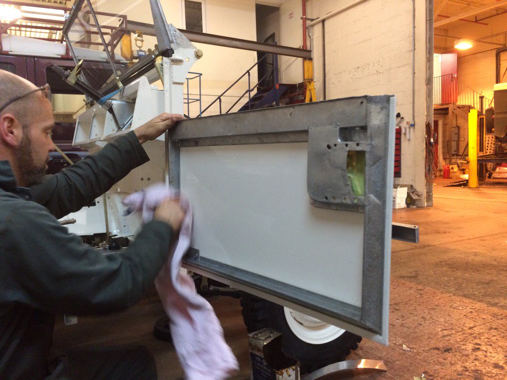 Land Rover Series 1 door frame galvanised and painted panel wrapped around and looking smart.