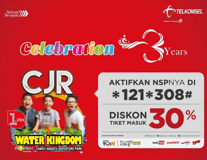 1 Jan 2016 di WaterKingdom bersama kami
Yuk aktifkan NSP &amp; dptkn diskon masuk *121*308#