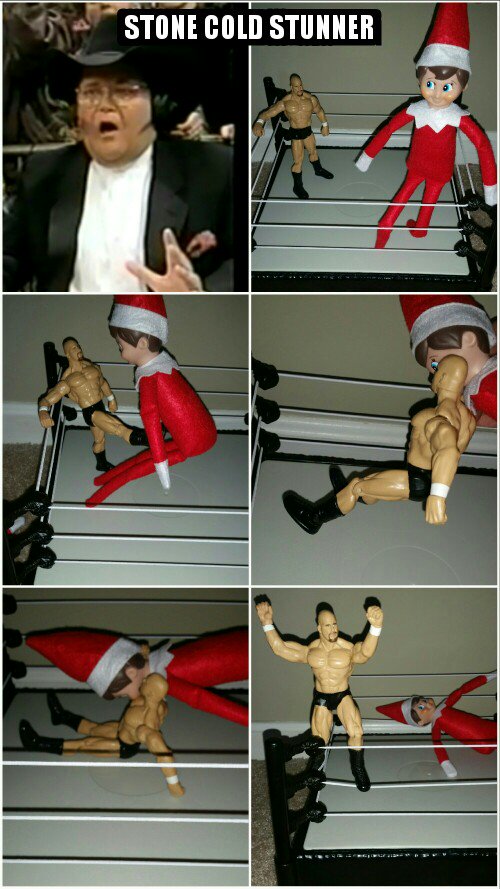 chet_hall's tweet photo. Day 25. Stone Cold Stunner as performed by @steveaustinBSR. #elfontheshelf #25DaysOfFinishers #FinalFinisher https://t.co/FxlThRNUgl