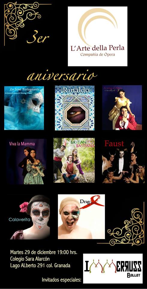 avazquezmx's tweet image. Todos invitados a la gala musical de la compañía &quot;L&apos;Arte Della Perla&quot;. Se presentarán fragmentos de mi ópera prima.