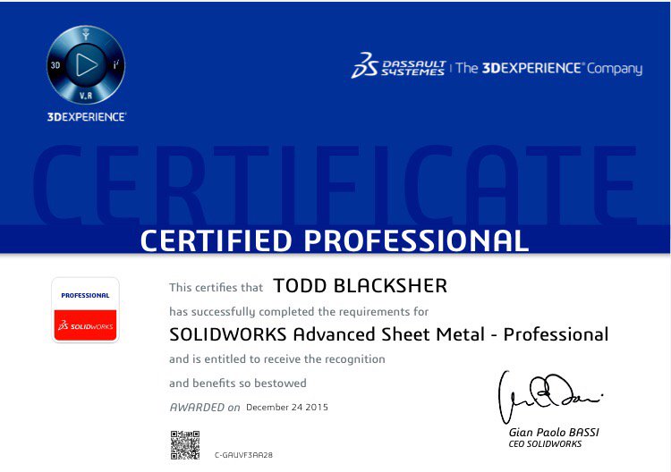 tahhhd's tweet photo. Finally getting around to it ... 1 down, 4 to go ... #QuestForCSWE #SolidWorks https://t.co/dSa20jNlmo