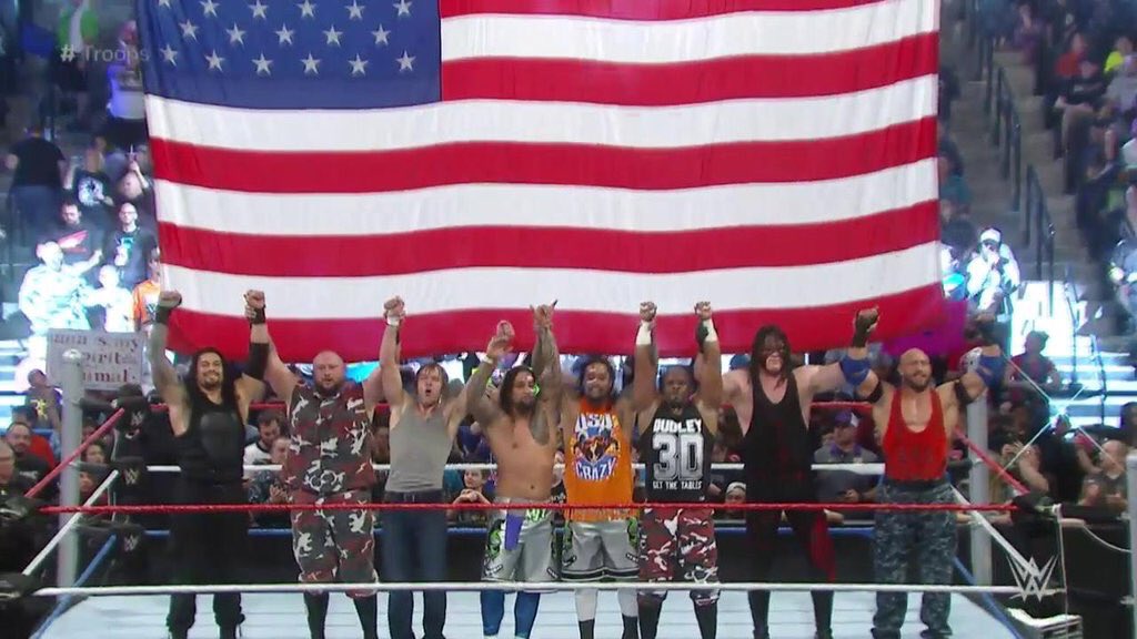 bullyray5150's tweet image. That was one hell of a match and a lot of fun!! GOD BLESS our troops! @TributeToTroops #TributeToTheTroops @WWE