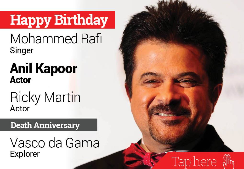 Newsflicks: Homage Vasco da Gama. Happy Birthday Mohammed Rafi, Anil Kapoor, Ricky Martin 