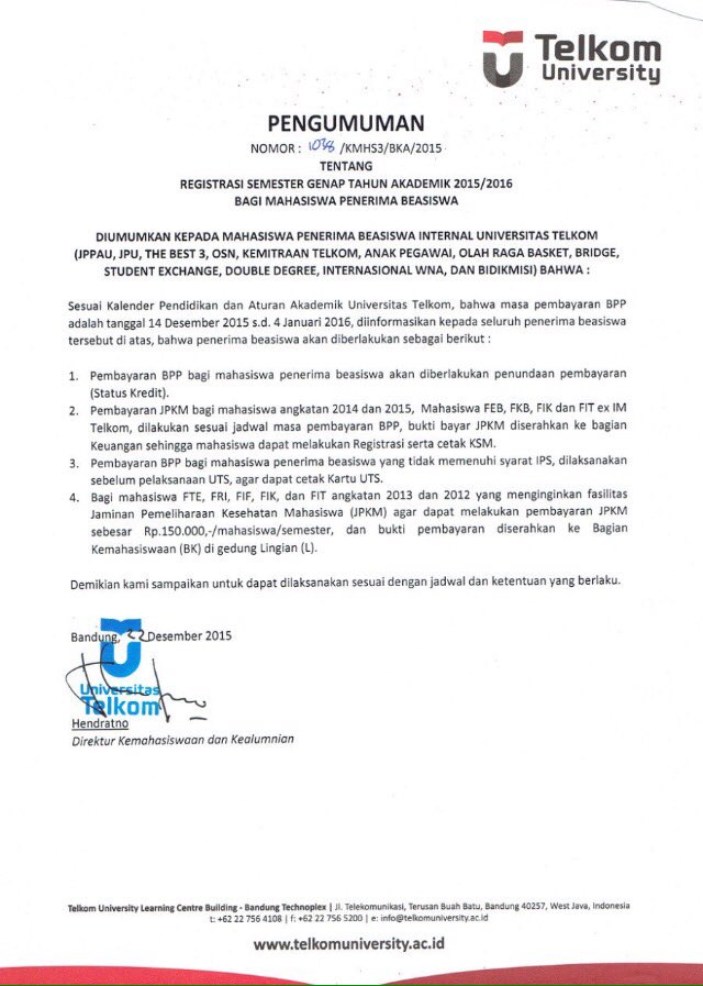 [INFO] REGISTRASI SEMESTER HENAP TA 2015/2016 BAGI MAHASISWA PENERIMA BEASISWA, Yuk yang beasiswa merapat!