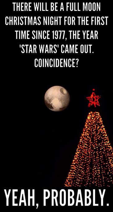I stole this from Facebook because it is pretty fracking awesome! 👍🏼🌕🎄 #StarWars&nbsp; #FullMoon #OrIsItTheDeathStar<a href="/tag/starwars"class="tags"><span>#starwars</span></a><a href="/tag/fullmoon"class="tags"><span>#fullmoon</span></a><a href="/tag/orisitthedeathstar"class="tags"><span>#orisitthedeathstar</span></a>